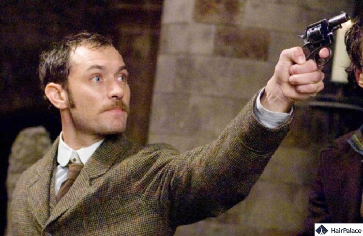 Jude Law's mature hairline in the Sherlock Holmes movie