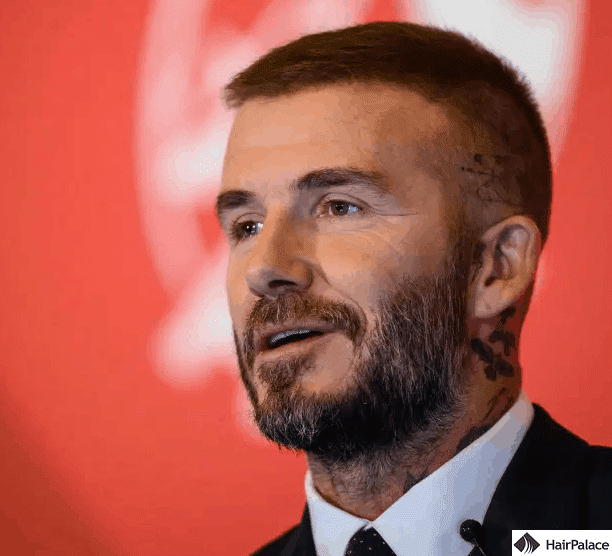 David Beckham after a possible hair transplant in 2018