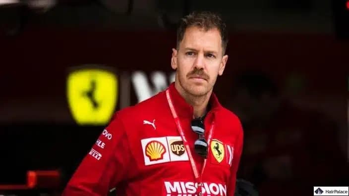 While Vettel's hair was thinning his mustache was thick and strong