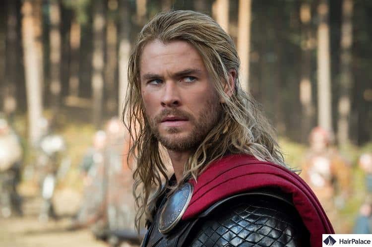 Chris Hemsworth had long hair in the movie Thor