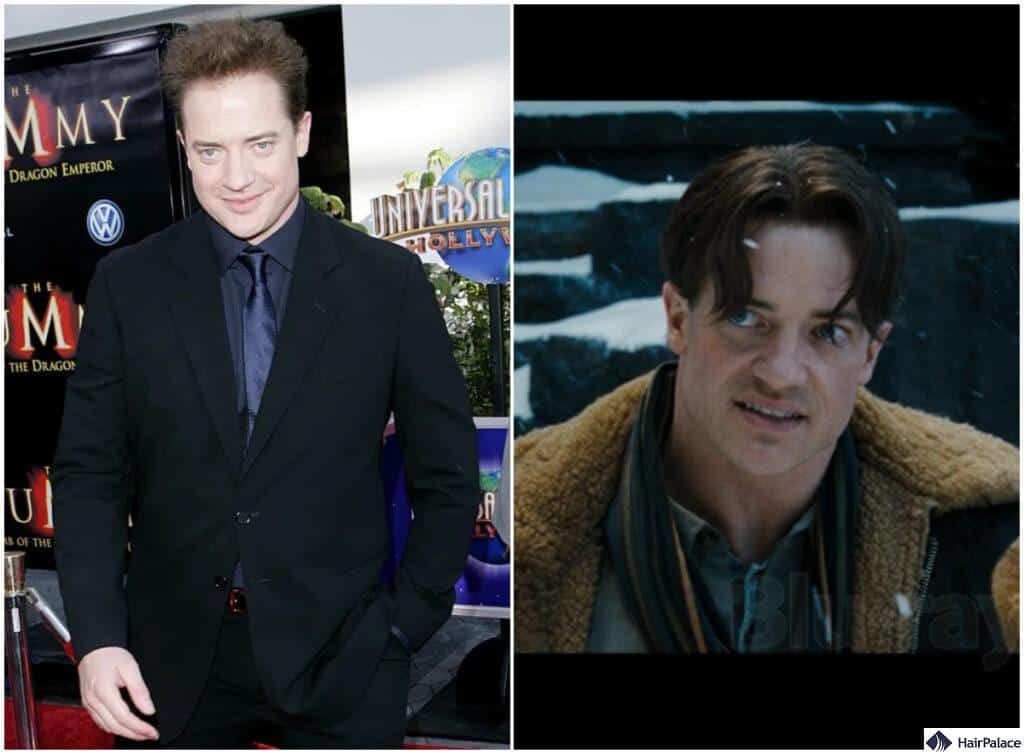 brendan fraser hair with and without a wig