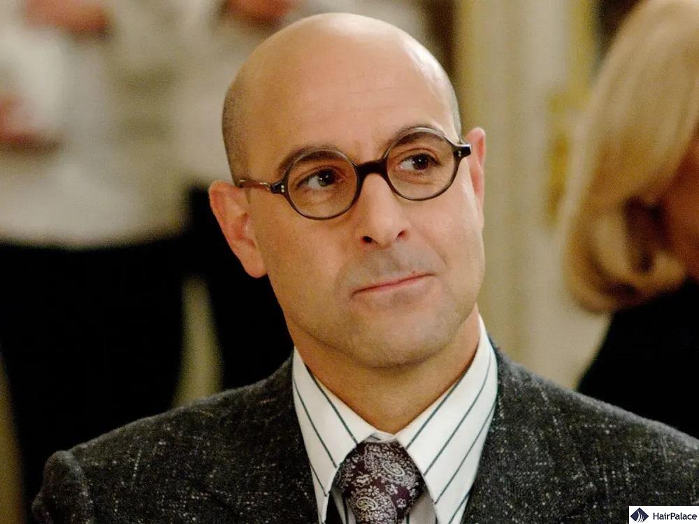 stanley tucci bald head in devil wears prada